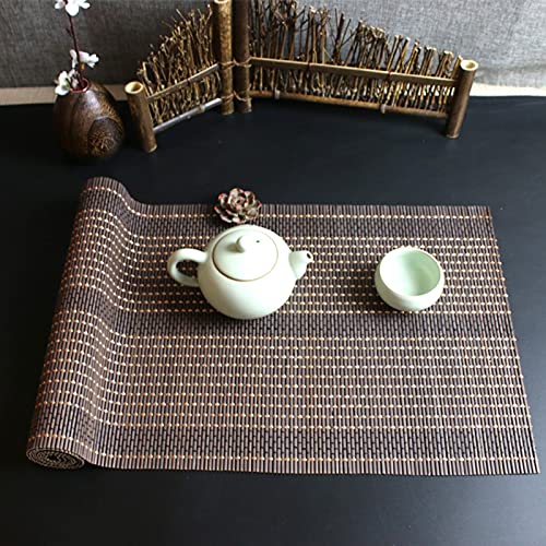Bambus-Tischläufer- und Platzdeckchen-Set, hitzebeständige Matten für Esszimmer, Snacks, Badezimmer, Gartenpartys, DIY-Schnitt, perfekte Größe, 60 x 120 cm, Braun von Generisch