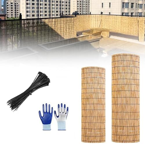 Bambus-Zaunrollen, dekorative Sichtschutzlamellen für Terrassen und Balkone, wetterfeste Gartenzaunabdeckung, leicht zu schneidende Trennwand für Hinterhöfe und Pools (120 x 750 cm) von Generisch