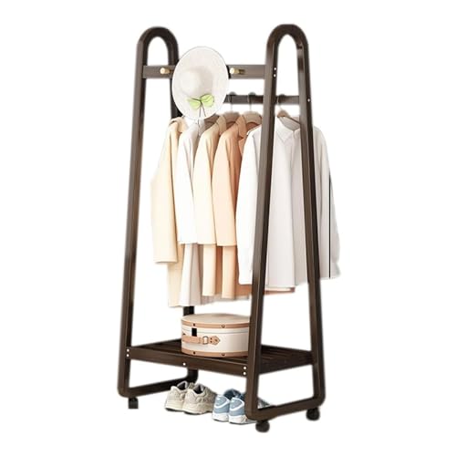 Bambusgarderobe mit Rollen, 2-stöckiger Schuhaufbewahrungsschrank, 3-5 Haken für Eingangsbereich und Schlafzimmer, stilvolles und platzsparendes Design von Generisch