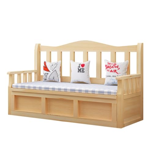 Banco Jardin Exterior Almacenaje Fabricado en Madera Maciza de Pino Carga Máxima: 300 kg Banco Jardin Exterior Almacenaje con Respaldo y Reposabrazos Solo Bancas Jardin (Beige 170 cm) von Generisch