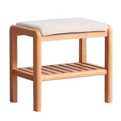 Banco Zapatero Resistente de 2 Niveles con cojín nizador de Zapatos de Madera para Entrada Pasillo Dormitorio y Sala de Estar Estante de Almacenamiento Resistente Que soporta 150 kg von Generisch