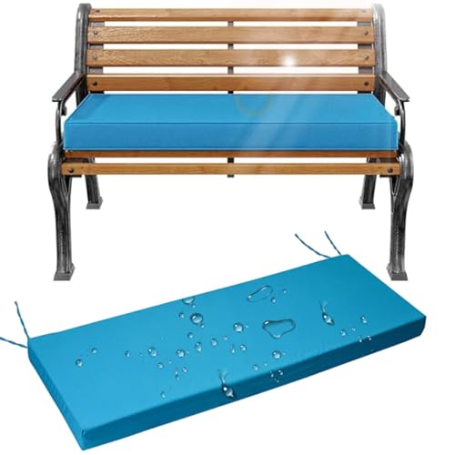 Bankauflage Outdoor Wasserdicht, Abnehmbare Sitzkissen Bank 120x42x8cm, Waschbare Bankkissen Gartenbank Auflage mit Bändern, Sitzauflage Sitzpolster Bänke Polster, Hollywoodschaukel Kissen, Blau von Generisch