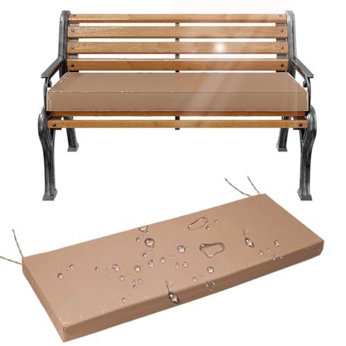 Bankauflage Outdoor Wasserdicht, Abnehmbare Sitzkissen Bank 120x42x8cm, Waschbare Bankkissen Gartenbank Auflage mit Bändern, Sitzauflage Sitzpolster Bänke Polster, Hollywoodschaukel Kissen, Khaki-A von Generisch