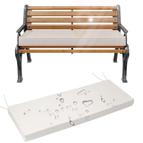 Bankauflage Outdoor Wasserdicht, Abnehmbare Sitzkissen Bank 140x42x8cm, Waschbare Bankkissen Gartenbank Auflage mit Bändern, Sitzauflage Sitzpolster Bänke Polster, Hollywoodschaukel Kissen, Weiß Bankauflage Outdoor Wasserdicht, Abnehmbare Sitzkissen Bank 140x42x8cm, Waschbare Bankkissen Gartenbank Auflage mit Bändern, Sitzauflage Sitzpolster Bänke Polster, Hollywoodschaukel Kissen, Weiß von Generisch