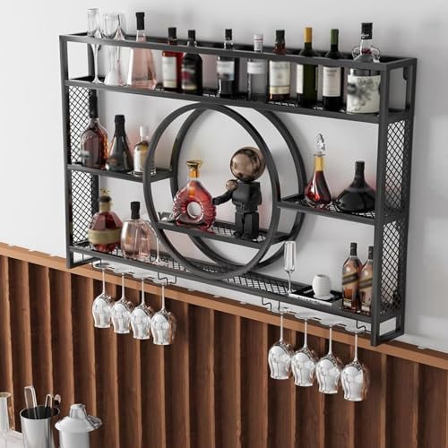 Bar Likörregale, starker Eisen-Metallständer für Weingläser und Flaschen, Heimbar, Esszimmer, Dekoration von Generisch