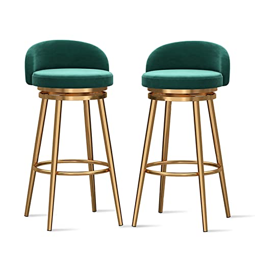 Barhocker, 2er-Set, Samt, gepolsterte Thekenstühle mit goldfarbenen Metallbeinen, moderne Kücheninsel-Esszimmerstühle mit niedriger Rückenlehne, 65 cm Höhe von Generisch