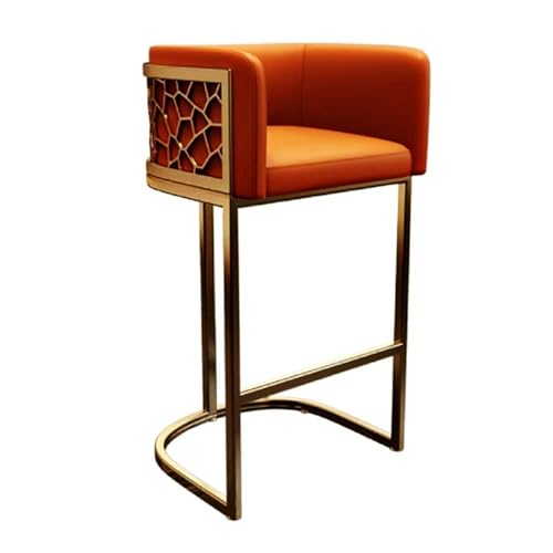 Barhocker, Leder, Küche, Frühstück, Hochstühle mit Rückenlehne, Theke, Esszimmerhocker mit Metallbeinen von Generisch