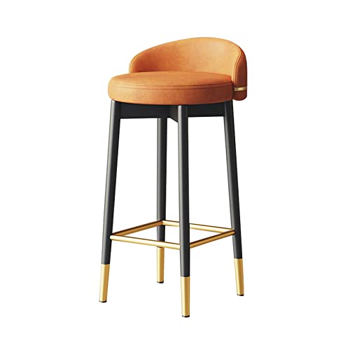 Barhocker, Thekenhöhe Hocker mit Rückenlehne und Fußstütze, Frühstücks-Barstühle, schwarze Metallbeine, Sitzhöhe 65/75 cm, 1 Stück von Generisch