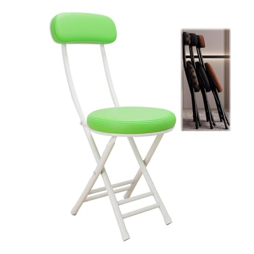 Barhocker, faltbar, mit Rückenlehne, Outdoor-Klappstuhl, Küchenhocker, rundes Kissen, kompakter Frühstückshocker, platzsparend, für Esszimmer/Wohnzimmer/Schreibtisch/Balkon (Grün) von Generisch