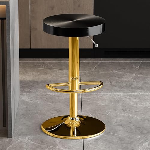 Barhocker, modern, drehbar, höhenverstellbar, Edelstahl, mit Fußstütze für Kneipe, Bistro, Esszimmer, rundes Design von Generisch
