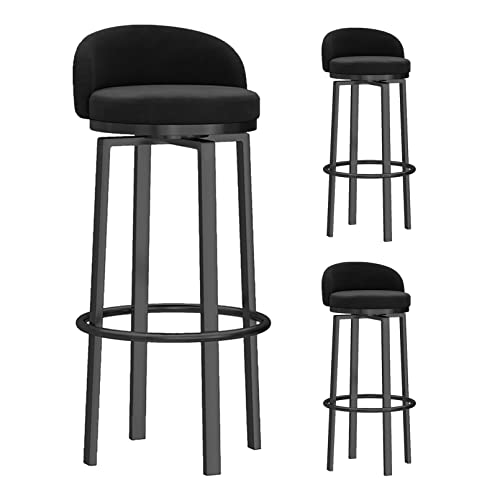 Barhocker 1er Set Frühstück Barhocker mit Rückenlehnen Werkstatt Küche Barhocker Polstersitz Metall Fußstütze Drehbar Samt Barhocker für Zuhause Bar Theke Küche und Inseln Blau von Generisch