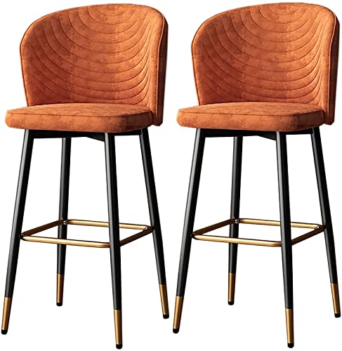 Barhocker 2er Set, Drehbarer Küchenthekenhocker mit Rückenlehne und Fußstütze, Samtmaterial für Kücheninsel oder Café von Generisch