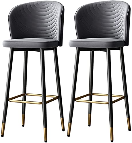Barhocker 2er Set, Drehbarer Küchenthekenhocker mit Rückenlehne und Fußstütze, Samtmaterial für Kücheninsel oder Café von Generisch