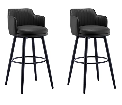 Barhocker 2er Set, Drehstuhl mit Rückenlehne und Armlehnen, Nappaleder Polsterung, Metallbeine, Fußstütze für Kücheninsel, Esszimmer, Pub Home Bar Barhocker 2er Set, Drehstuhl mit Rückenlehne und Armlehnen, Nappaleder Polsterung, Metallbeine, Fußstütze für Kücheninsel, Esszimmer, Pub Home Bar von Generisch