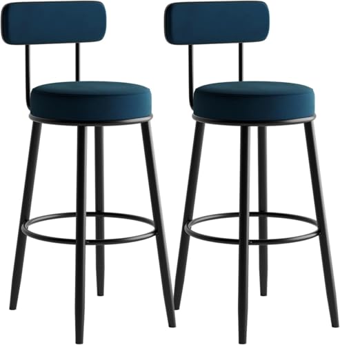 Barhocker 2er Set, Samt gepolsterte Küchenhocker mit Fußstütze, bequeme Thekenbarstühle für Esszimmer und Küche von Generisch
