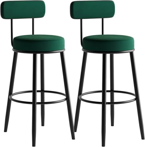 Barhocker 2er Set, Samt gepolsterte Küchenhocker mit Fußstütze, bequeme Thekenbarstühle für Esszimmer und Küche von Generisch