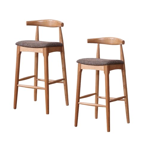 Barhocker 2er Set, Thekenhöhe Hocker mit Massivholzbeinen und Rückenlehne, armloser hoher Hocker für Kücheninsel, Esszimmer, Café, Pub Barhocker 2er Set, Thekenhöhe Hocker mit Massivholzbeinen und Rückenlehne, armloser hoher Hocker für Kücheninsel, Esszimmer, Café, Pub von Generisch