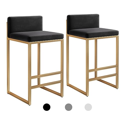 Barhocker 2er Set, Thekenhöhe mit Fußstütze, dicke Polsterlehne, Metallrahmen für Küche, Esszimmer Barhocker 2er Set, Thekenhöhe mit Fußstütze, dicke Polsterlehne, Metallrahmen für Küche, Esszimmer von Generisch