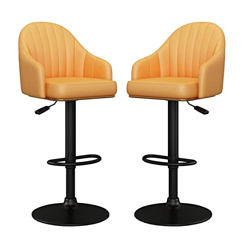 Barhocker 2er Set, Thekenhöhenverstellbar Drehbar Barhocker mit Armlehne und Rückenlehne, Küchenhocker, Höhe 65-80cm, modernes Design von Generisch