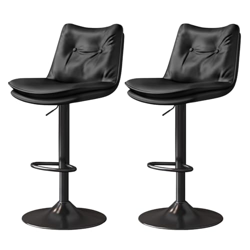 Barhocker 2er Set, höhenverstellbar, Kunstleder, Drehstuhl, Rückenlehnendesign für Bar und Thekenhöhe, ideale hohe Küchenhocker von Generisch