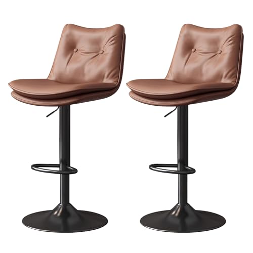 Barhocker 2er Set, höhenverstellbar, Kunstleder, Drehstuhl, Rückenlehnendesign für Bar und Thekenhöhe, ideale hohe Küchenhocker von Generisch