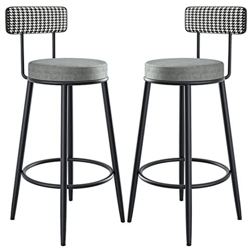 Barhocker 2er Set, hohe Küchenstühle mit Rückenlehne und Metallgestell, einfache Montage für Wohnzimmer und Partyraum, Sitzhöhe 70cm von Generisch
