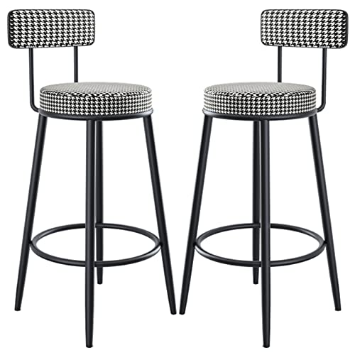 Barhocker 2er Set, hohe Küchenstühle mit Rückenlehne und Metallgestell, einfache Montage für Wohnzimmer und Partyraum, Sitzhöhe 70cm von Generisch