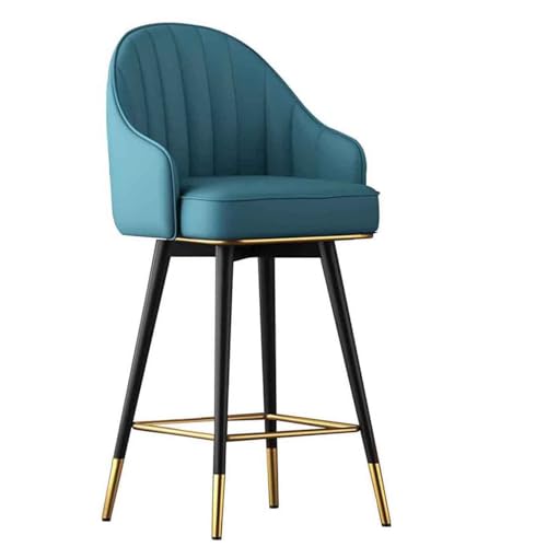 Barhocker 2er Set Modern Samt mit Rückenlehne Schwarz Metall Fußstütze Gepolstert Hochstühle für Esszimmer Kücheninsel Bistro Frühstückstheke von Generisch