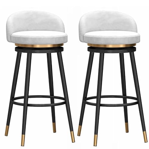 Barhocker 2er Set - Moderne Thekenhöhe Hocker mit Rückenlehne, gepolsterte Armlehnenstühle für Küche und Esszimmer, schwarze Metallbeine von Generisch