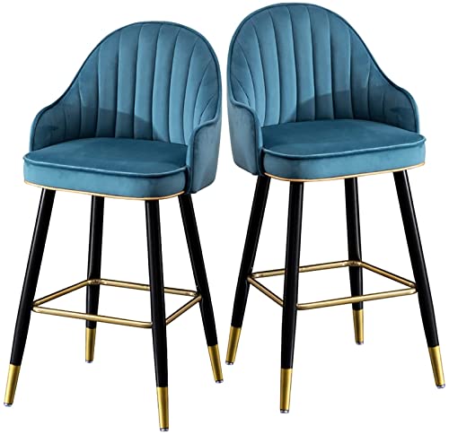 Barhocker 2er Set - Samt Polsterstühle mit Rückenlehne und Fußstütze für Kücheninsel oder Café, schwarze Metallbeine Barhocker 2er Set - Samt Polsterstühle mit Rückenlehne und Fußstütze für Kücheninsel oder Café, schwarze Metallbeine von Generisch