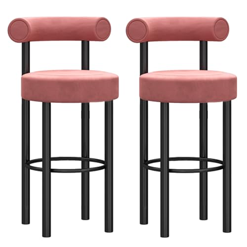 Barhocker 2er Set Samt Sitzthekenhöhe Barhocker Barhocker mit Fußstütze für Frühstück Theke Küche Insel Pub Bar von Generisch