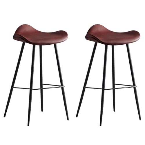 Barhocker 2er Set Thekenhöhe Stuhl Gepolsterte Barstühle Kunstleder Barhocker mit Metallbeinen für Küche Insel Theke Esszimmer Rot 65cm hoch von Generisch