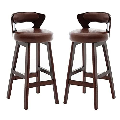 Barhocker 2er Set mit PU-Ledersitz und Holzsockel für Kücheninsel, höhenverstellbar 60/70cm Barhocker 2er Set mit PU-Ledersitz und Holzsockel für Kücheninsel, höhenverstellbar 60/70cm von Generisch