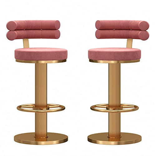 Barhocker 2er Set mit gebogener Rückenlehne, 360° Drehung und höhenverstellbarem Mechanismus, schmiedeeiserne Beine für Küche oder Esszimmer von Generisch