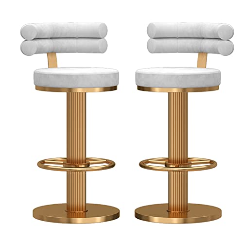 Barhocker 2er Set mit gebogener Rückenlehne, 360° Drehung und höhenverstellbarem Mechanismus, schmiedeeiserne Beine für Küche oder Esszimmer von Generisch