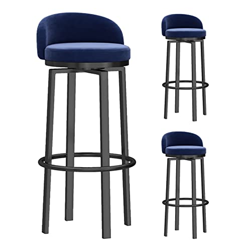 Barhocker 3er Set Frühstück Barhocker mit Rückenlehnen Werkstatt Küche Barhocker Polstersitz Metall Fußstütze Drehbar Samt Barhocker für Zuhause Bar Theke Küche und Inseln Blau Barhocker 3er Set Frühstück Barhocker mit Rückenlehnen Werkstatt Küche Barhocker Polstersitz Metall Fußstütze Drehbar Samt Barhocker für Zuhause Bar Theke Küche und Inseln Blau von Generisch
