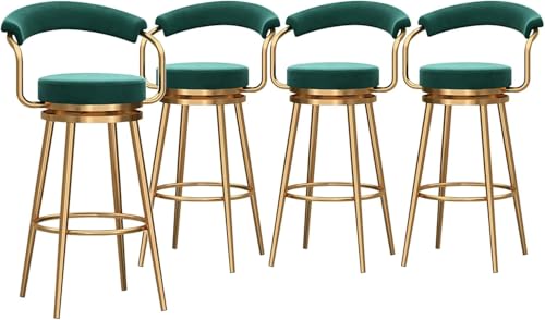 Barhocker 4er Set, Samt gepolstert, 360° drehbares Design, hohle Rückenlehne, ideal für Kücheninsel oder Café, Sitzhöhe 75cm von Generisch