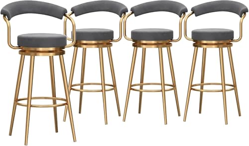 Barhocker 4er Set, Samt gepolstert, 360° drehbares Design, hohle Rückenlehne, ideal für Kücheninsel oder Café, Sitzhöhe 75cm Barhocker 4er Set, Samt gepolstert, 360° drehbares Design, hohle Rückenlehne, ideal für Kücheninsel oder Café, Sitzhöhe 75cm von Generisch