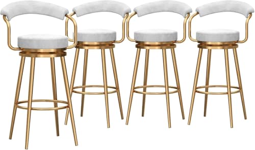 Barhocker 4er Set, Samt gepolstert, 360° drehbares Design, hohle Rückenlehne, ideal für Kücheninsel oder Café, Sitzhöhe 75cm von Generisch