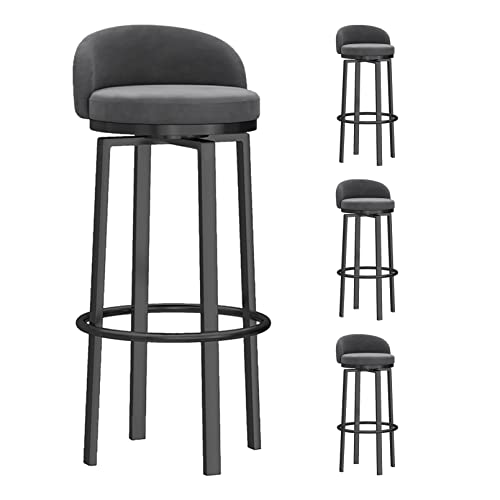 Barhocker 4er Set Frühstück Barhocker mit Rückenlehnen Werkstatt Küche Barhocker Polstersitz Metall Fußstütze Drehbar Samt Barhocker für Zuhause Bar Theke Küche und Inseln Grau Barhocker 4er Set Frühstück Barhocker mit Rückenlehnen Werkstatt Küche Barhocker Polstersitz Metall Fußstütze Drehbar Samt Barhocker für Zuhause Bar Theke Küche und Inseln Grau von Generisch