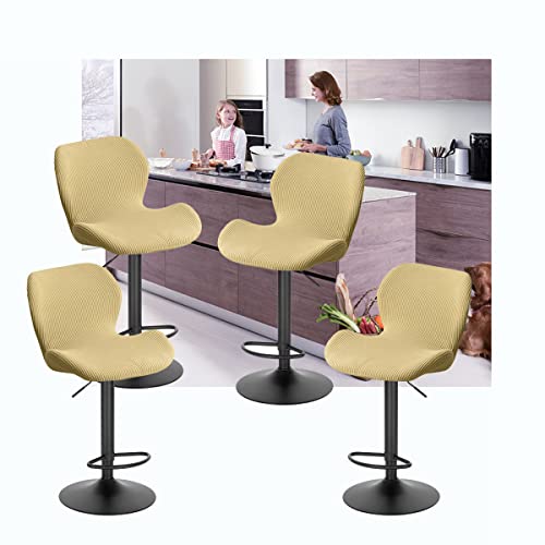 Barhocker-Bezug, Schwarz, 2-teiliges Set mit 4/2 Stück, mit drehbarer Rückenlehne, skandinavische gebogene Barhocker-Abdeckung für hohe Küche, Barstuhl, Esszimmer von Generisch