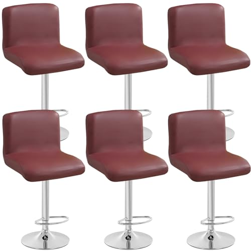 Barhocker Bezug 2er Set Kunstleder Barhocker Sitzbezug mit Rückenlehne Elastischer Boden Waschbar für Drehbar Küche Barstuhl Weiß von Generisch