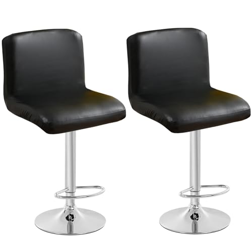 Barhocker Bezug 2er Set Kunstleder Barhocker Stuhlbezug mit Rückenlehne Elastischer Boden Waschbar Weiß Ideal für Drehbar Barhocker im Esszimmer Barhocker Bezug 2er Set Kunstleder Barhocker Stuhlbezug mit Rückenlehne Elastischer Boden Waschbar Weiß Ideal für Drehbar Barhocker im Esszimmer von Generisch