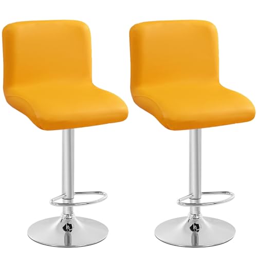 Barhocker Bezug 2er Set Weiß Kunstleder Barhocker Sitzbezug mit Rückenlehne Elastischer Unterseite Waschbar für Drehbar Küche Barhocker Stuhl Esszimmerstuhl Bezug von Generisch