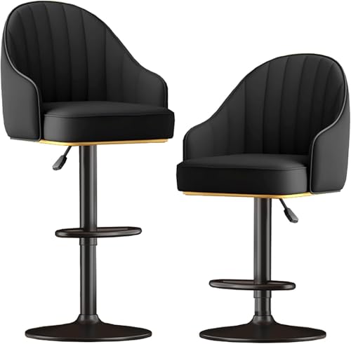 Barhocker Drehbar Barhocker 2er Set mit Rückenlehne für Küchentheke Moderne Hochbarstühle für Thekenhöhe Orange/Grau/Blau/Schwarz 360-Grad-Drehung von Generisch