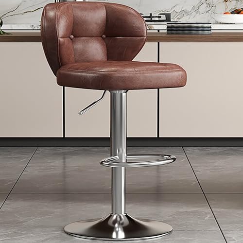 Barhocker Drehbar Höhenverstellbar 1er Set mit gebogener Rückenlehne, PU Küchenhocker mit kreisförmiger Fußstütze für Esszimmer und Insel Barhocker Drehbar Höhenverstellbar 1er Set mit gebogener Rückenlehne, PU Küchenhocker mit kreisförmiger Fußstütze für Esszimmer und Insel von Generisch