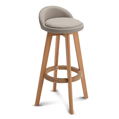 Barhocker Hanfseil Fußstütze Gepolsterter Sitz Drehbare Rückenlehne Esszimmer Küche Pub Café Holzbeine Max Belastung 150 kg Stilvoll & von Generisch