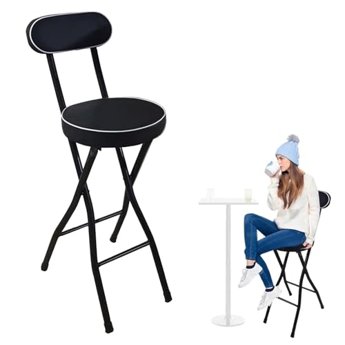Barhocker Klappbar Mit Lehne Klappbarer Hocker Hoch Sitzhöhe 55 60 65 70 75cm Barsessel Loungesessel Tragfähigkeit 100kg Barstuhl Klappbar Küchenstühle Für Bar Café Tresenhocker(Schwarz,75cm (30inch)) von Generisch