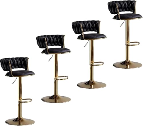 Barhocker Samt Sitz Gewebte Rückenlehne 360° Drehbar Höhenverstellbar 4er Set für Multi-Szenario Einsatz Barhocker Samt Sitz Gewebte Rückenlehne 360° Drehbar Höhenverstellbar 4er Set für Multi-Szenario Einsatz von Generisch