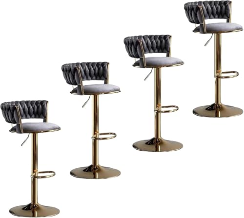 Barhocker Samt Sitz Gewebte Rückenlehne 360° Drehbar Höhenverstellbar 4er Set für Multi-Szenario Einsatz Barhocker Samt Sitz Gewebte Rückenlehne 360° Drehbar Höhenverstellbar 4er Set für Multi-Szenario Einsatz von Generisch